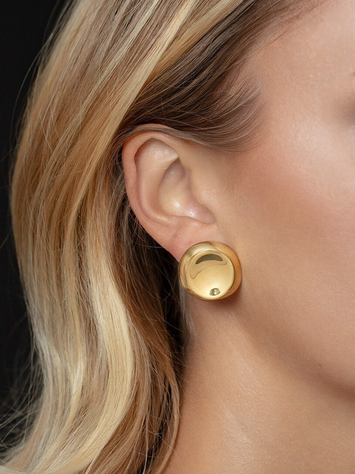14K Polished Button Stud Earrings, view 4
