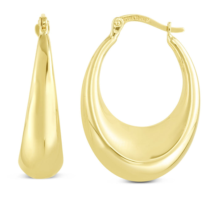 14K Polished Puff Hoop, front view