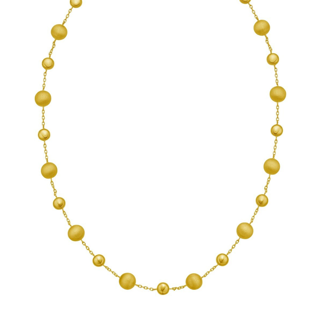 14K Polished/Satin Pebble Links Necklace, front view