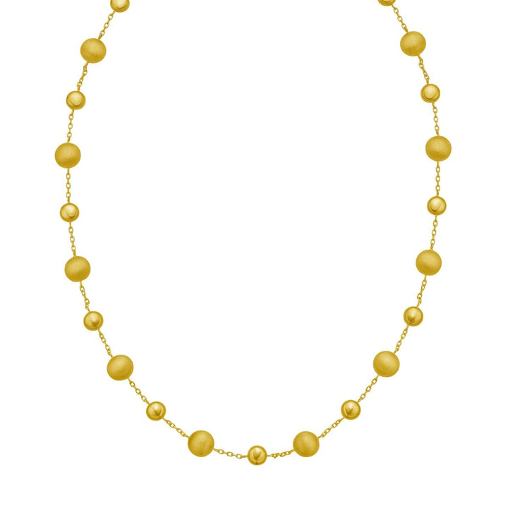 14K Polished/Satin Pebble Links Necklace, front view