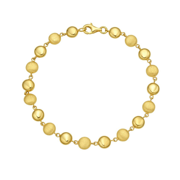 14K Polished/Satin Pebbles Bracelet, front view