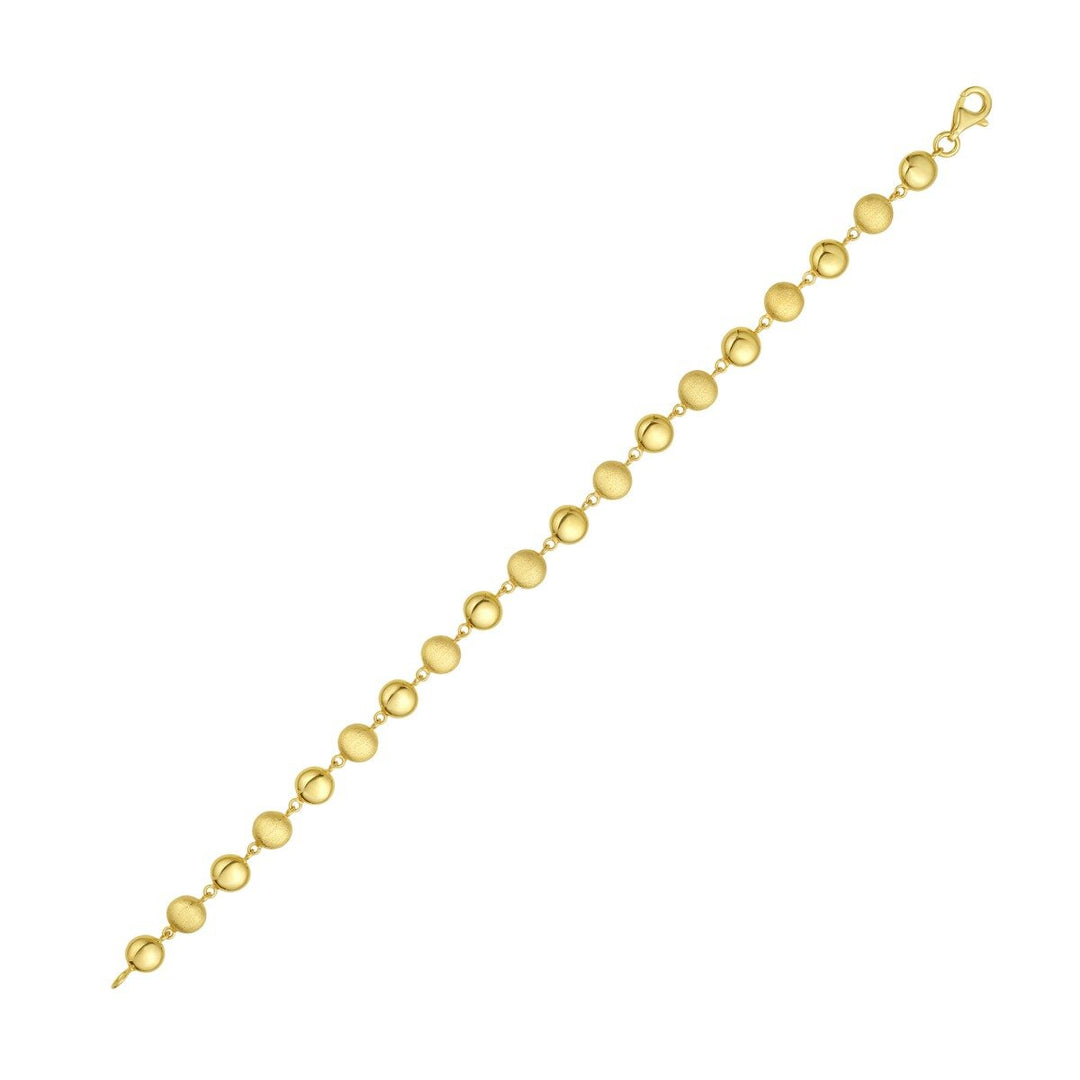 14K Polished/Satin Pebbles Bracelet, view 2