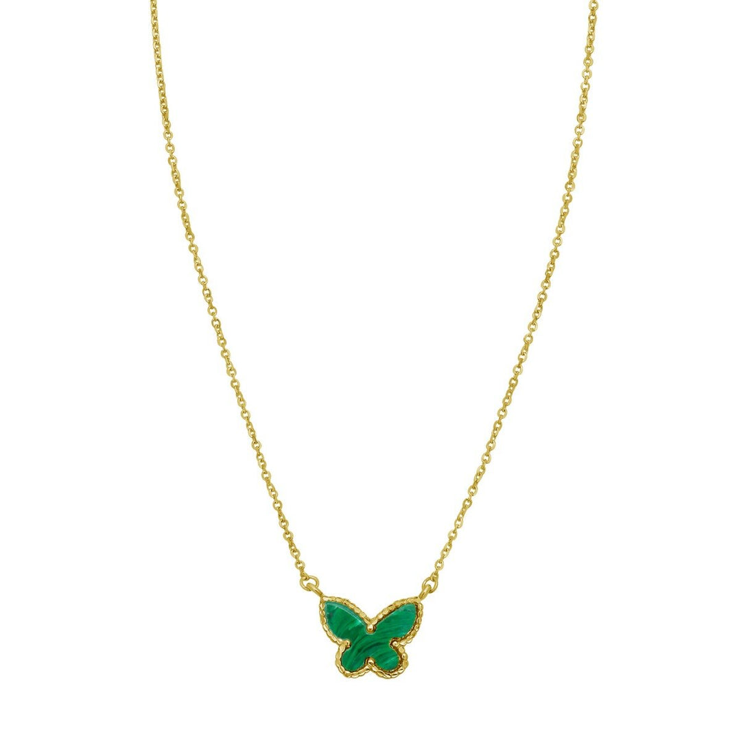 14K Primavera Malachite Butterfly Necklace, front view