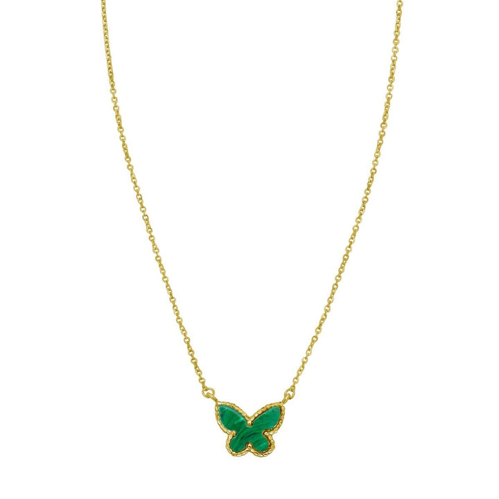 14K Primavera Malachite Butterfly Necklace, front view