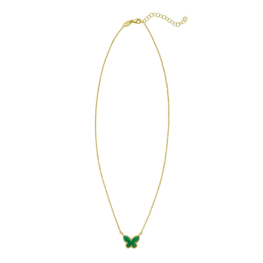 14K Primavera Malachite Butterfly Necklace, view 2