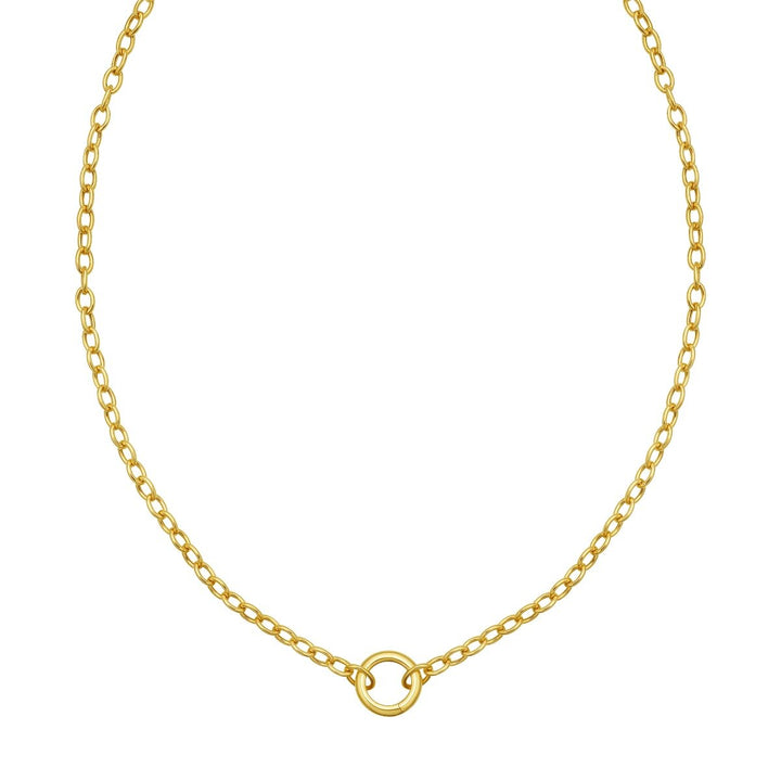 14K Push Lock Charm Necklace, front view