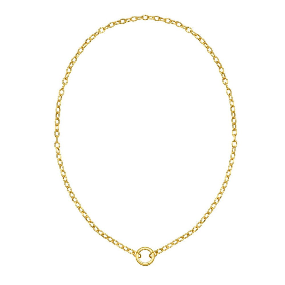 14K Push Lock Charm Necklace, view 2