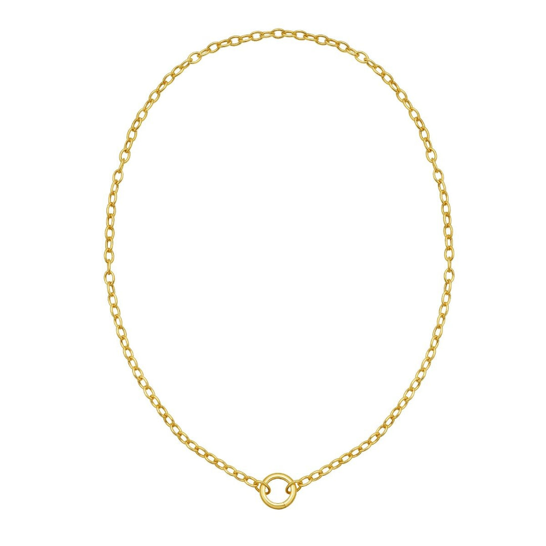 14K Push Lock Charm Necklace, view 2