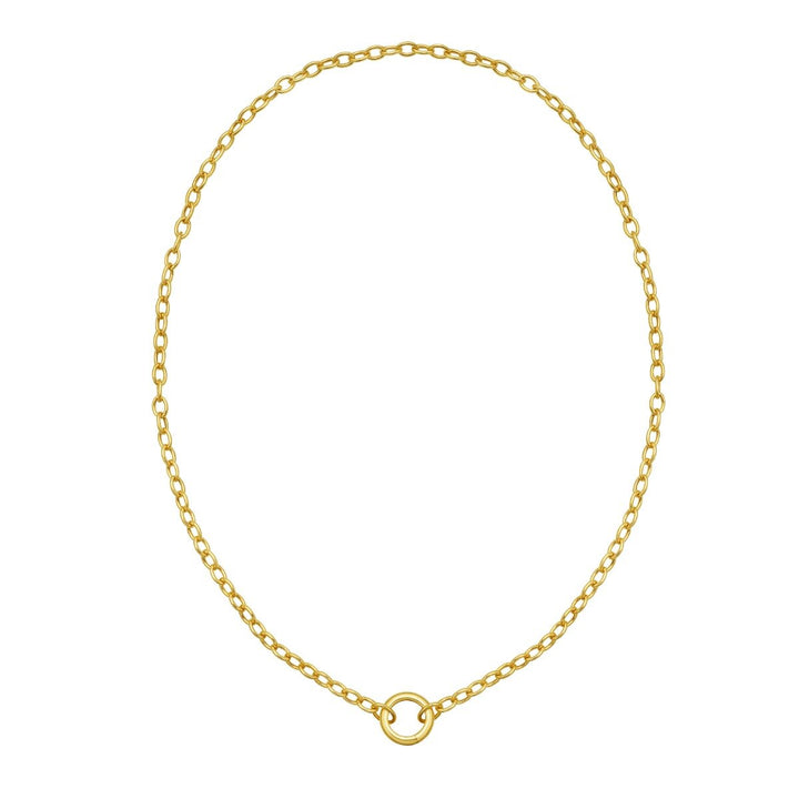 14K Push Lock Charm Necklace, view 2