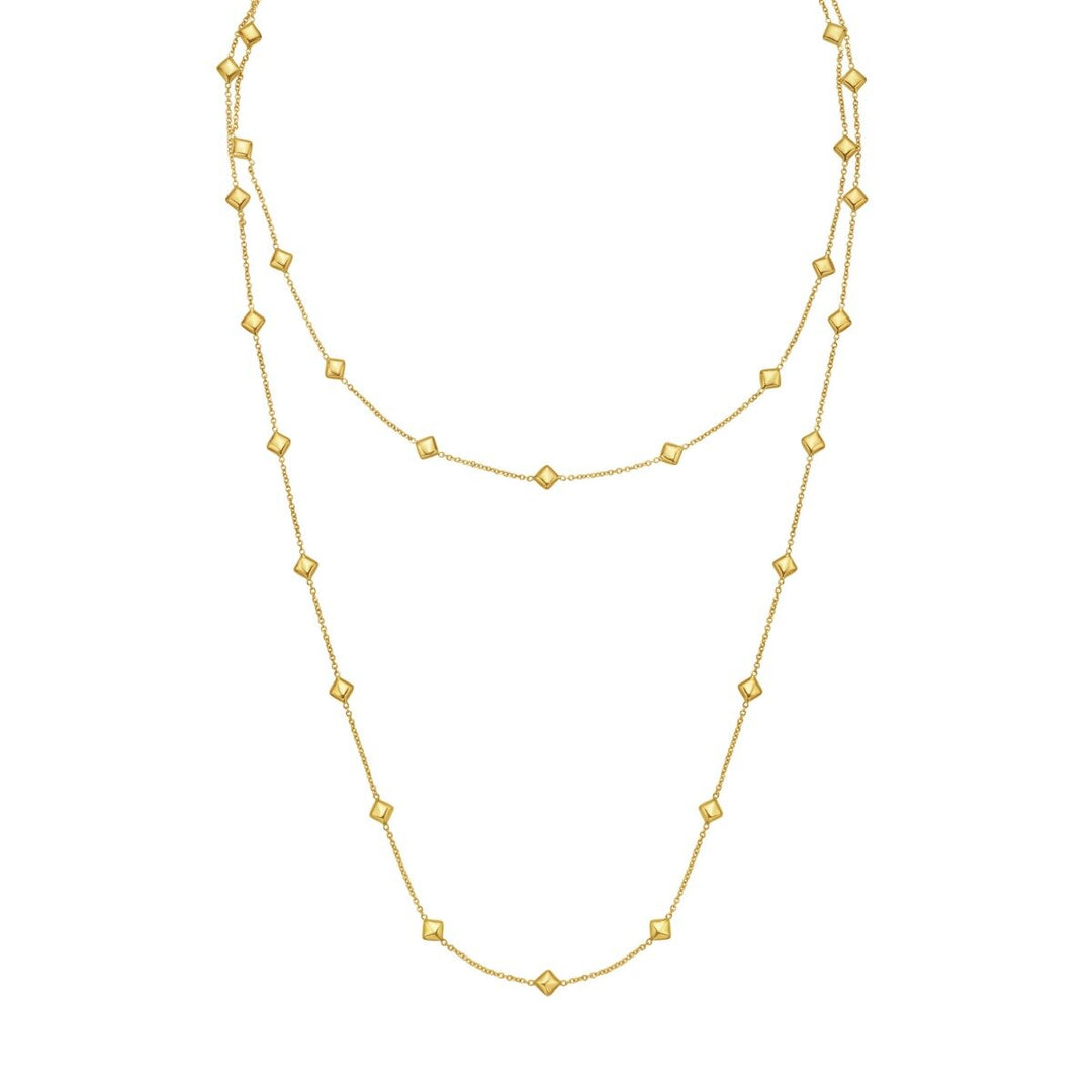 14K Pyramid Station Layered Necklace, front view