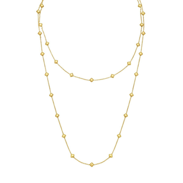 14K Pyramid Station Layered Necklace, front view
