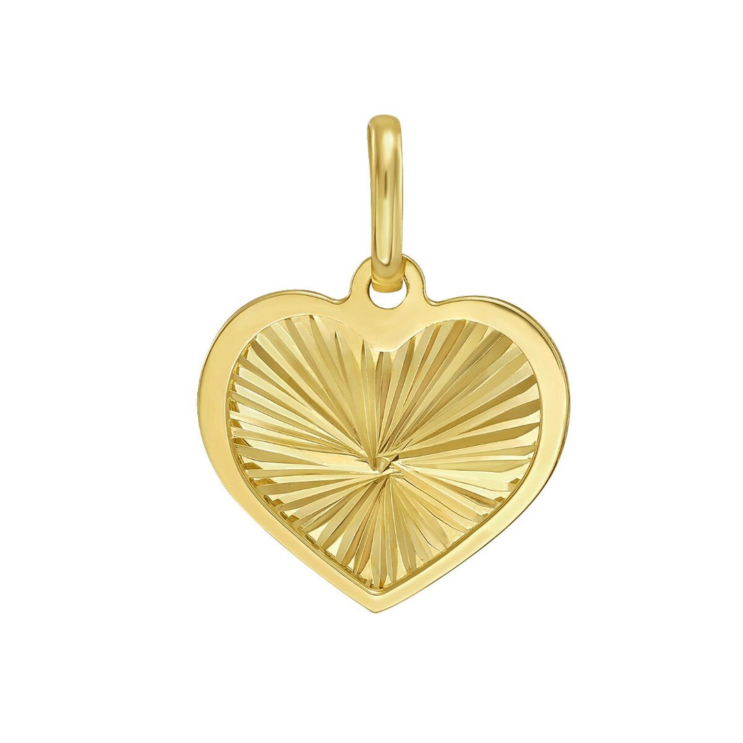 14K Radiant Heart Charm, front view