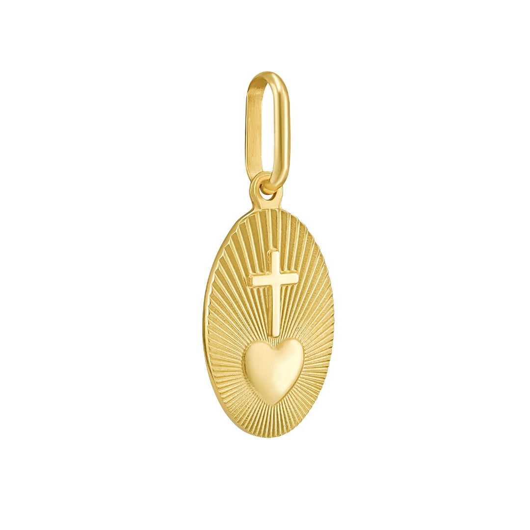 14K Radiant Sacred Heart Medallion Charm, view 2