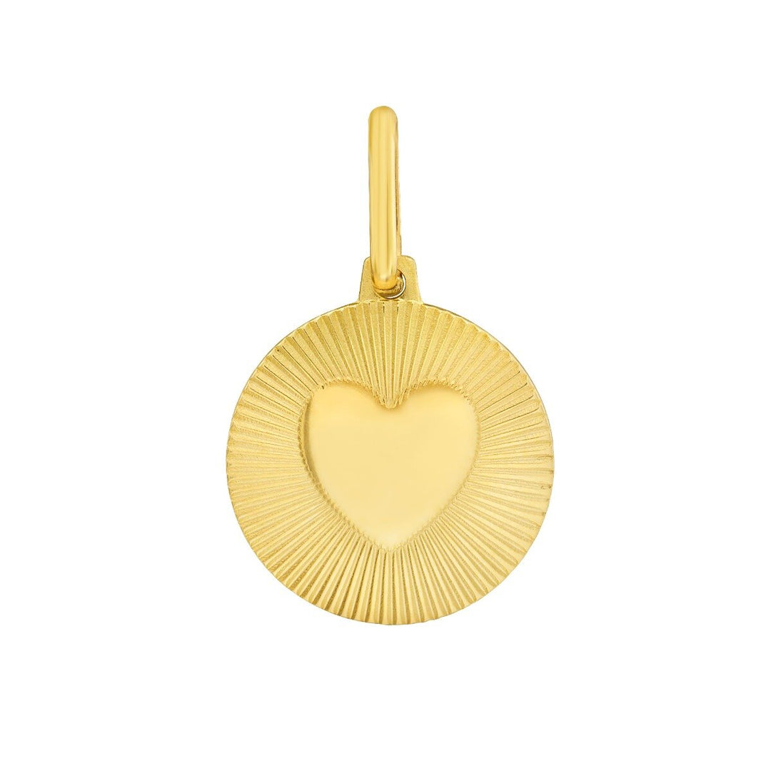 14K Radiating Heart Charm, front view