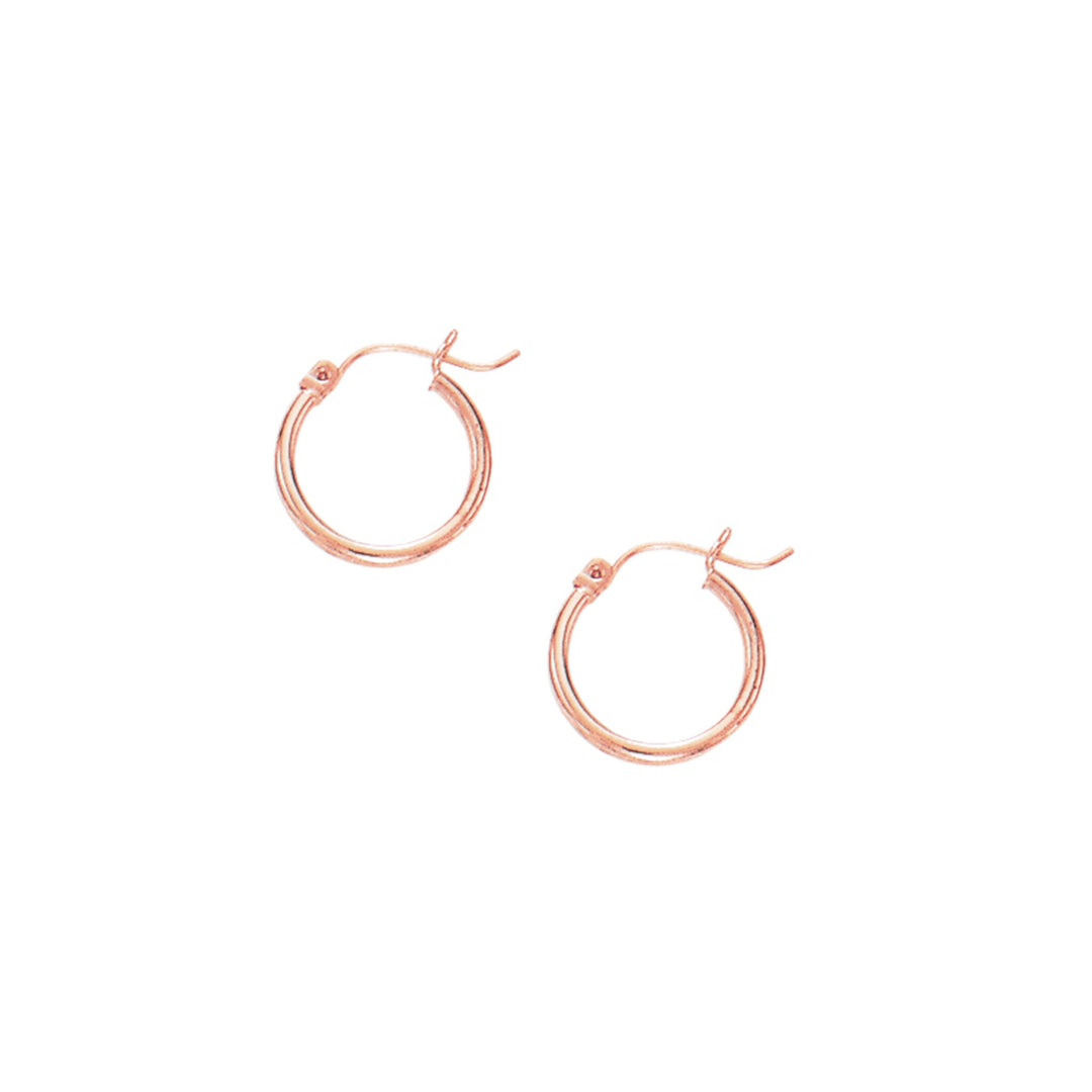 14K Rose Gold 2x15mm Hoops, front view