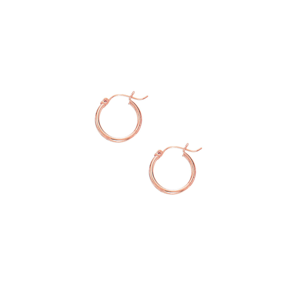 14K Rose Gold 2x20mm Hoops, front view