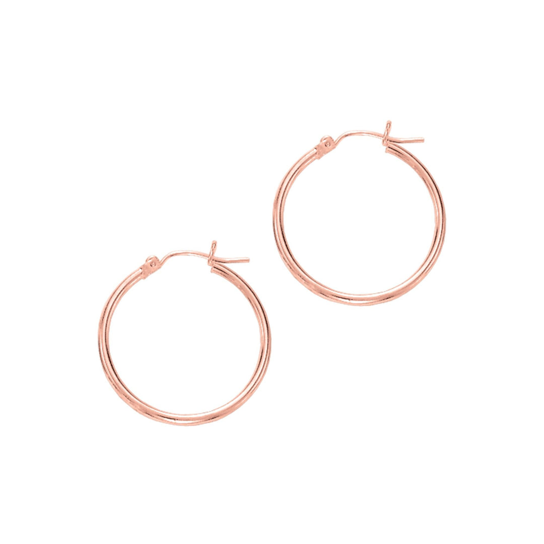 14K Rose Gold 2x25mm Hoops, front view
