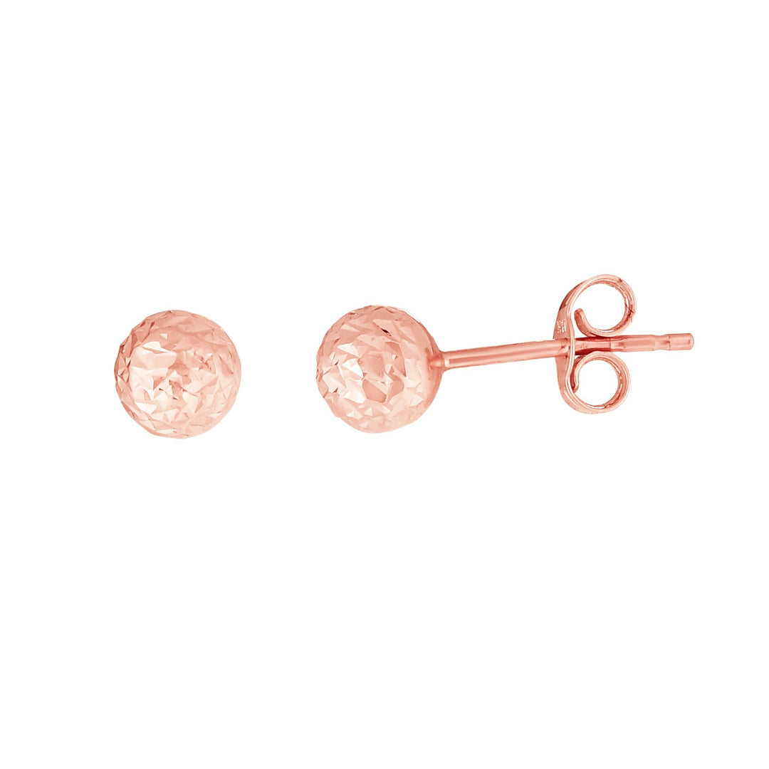 14K Rose Gold 5mm Crystal Cut Post Earring, front view