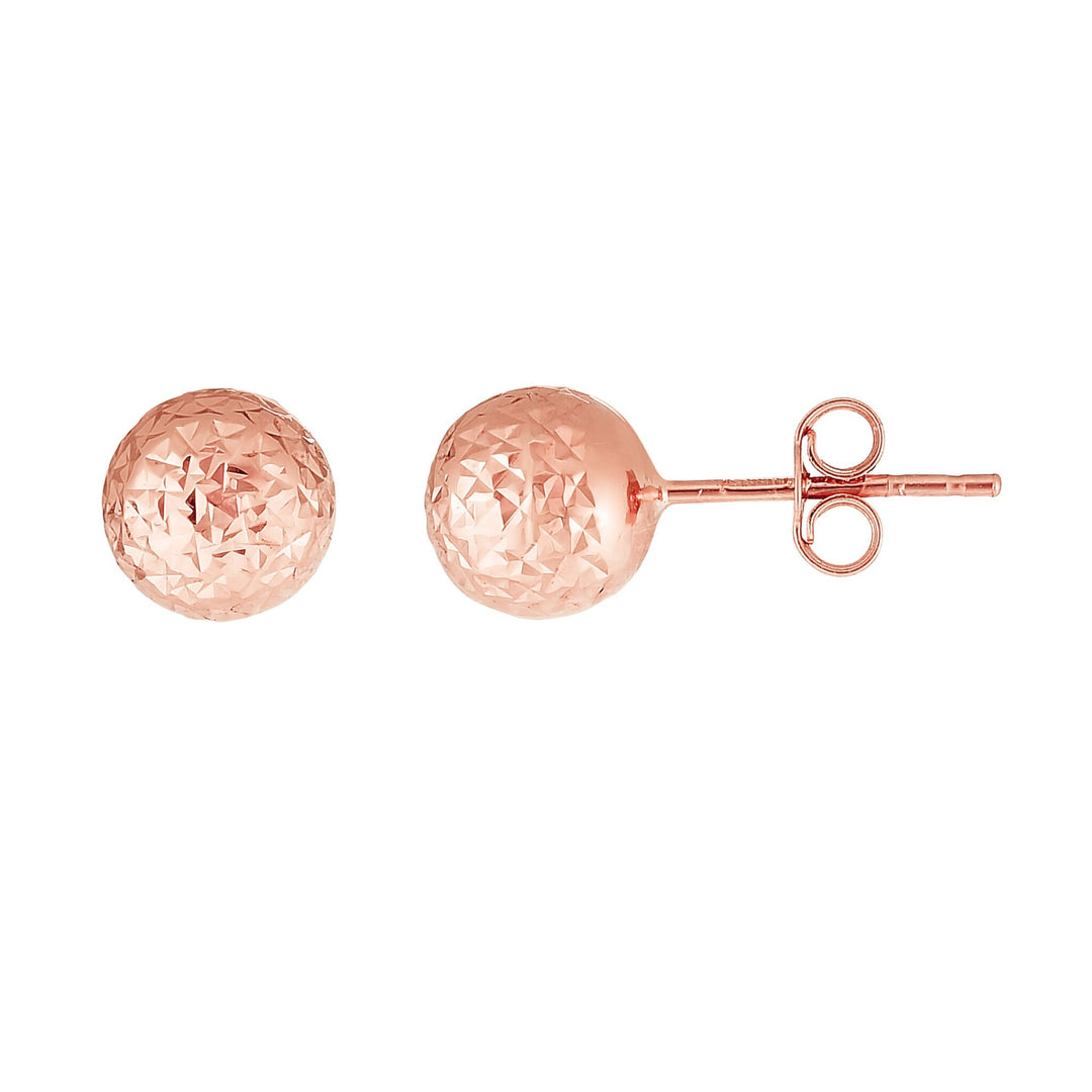 14K Rose Gold 7mm Crystal Cut Post Earring, front view