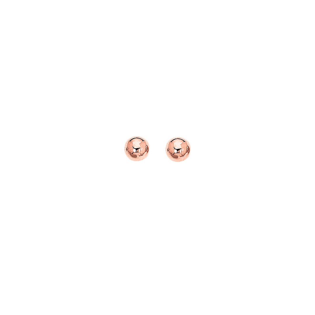 14K Rose Gold Polished 6mm Post Earring, front view