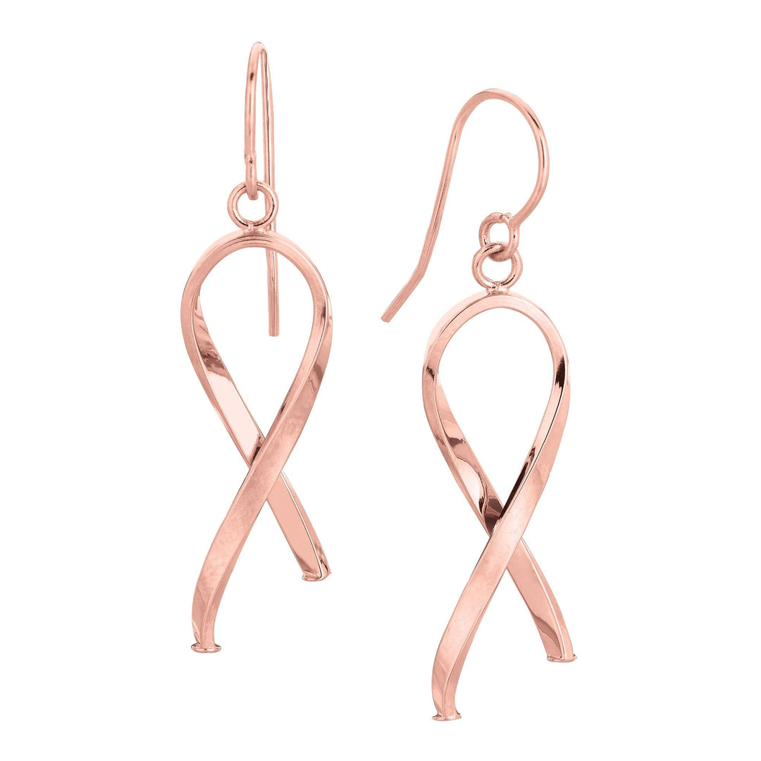 14K Rose Gold Ribbon Freeform Earring, front view