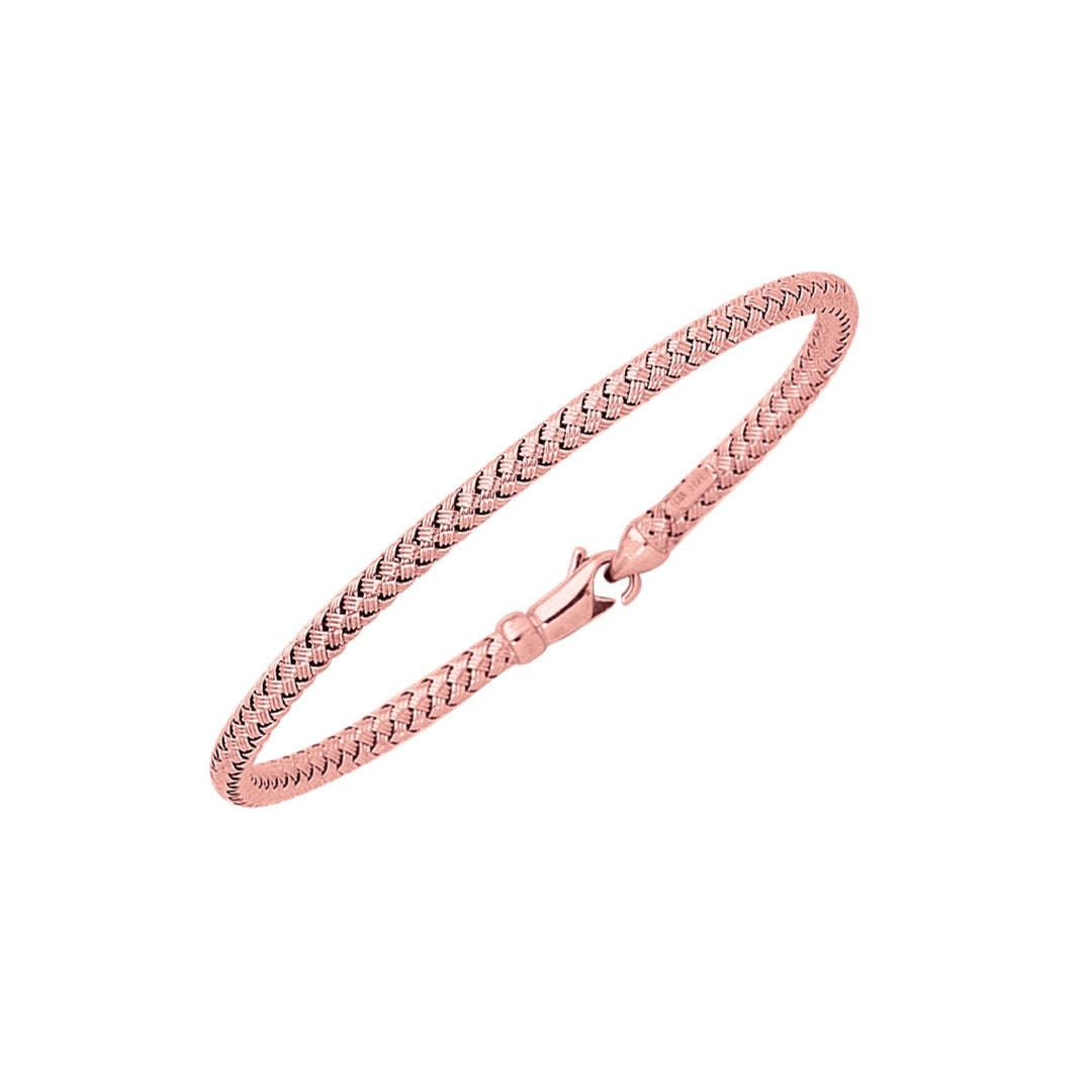 14K Rose Gold Thin Weaved Bangle, front view