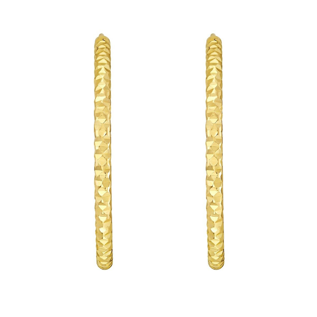 14K Round Faceted Hoop Earrings, view 3