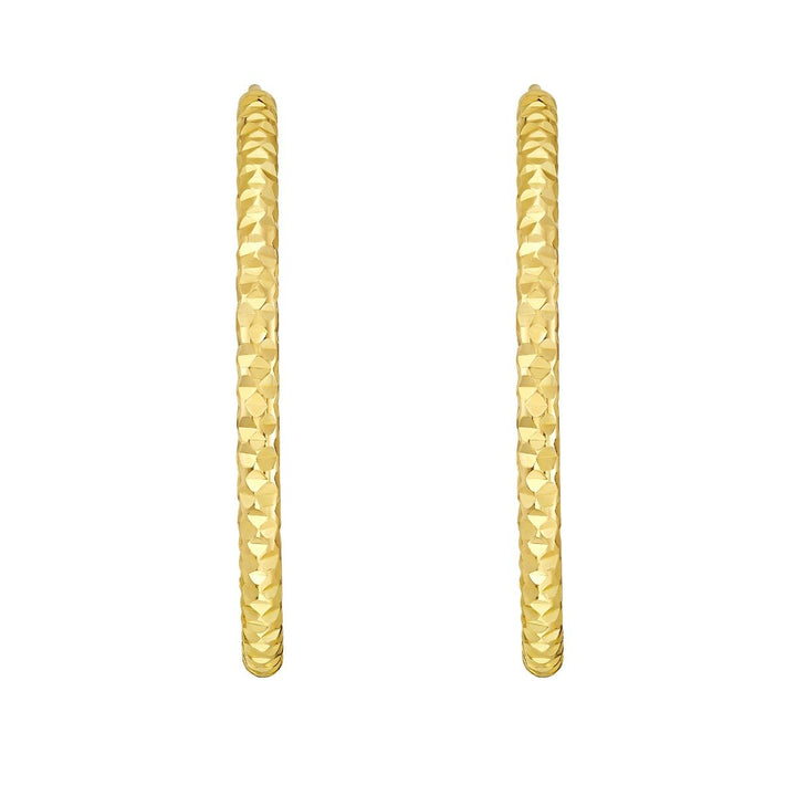 14K Round Faceted Hoop Earrings, view 3