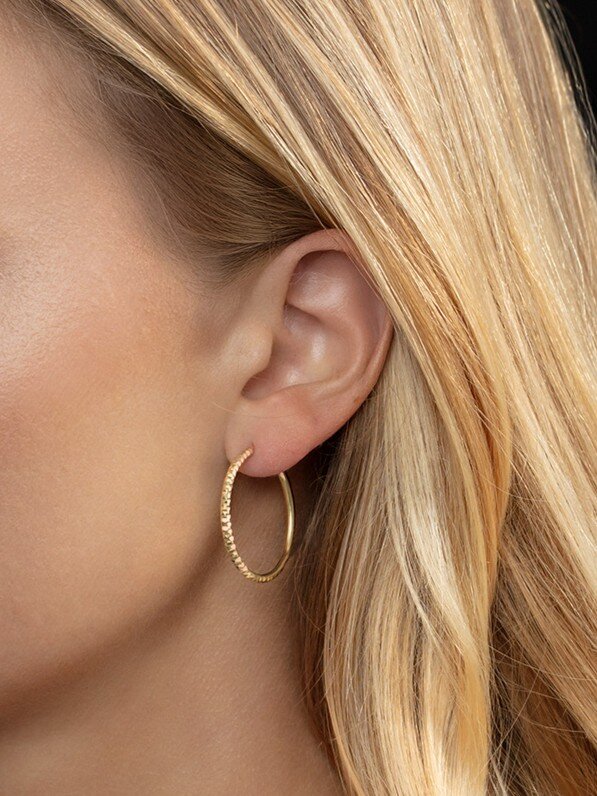 14K Round Faceted Hoop Earrings, view 4