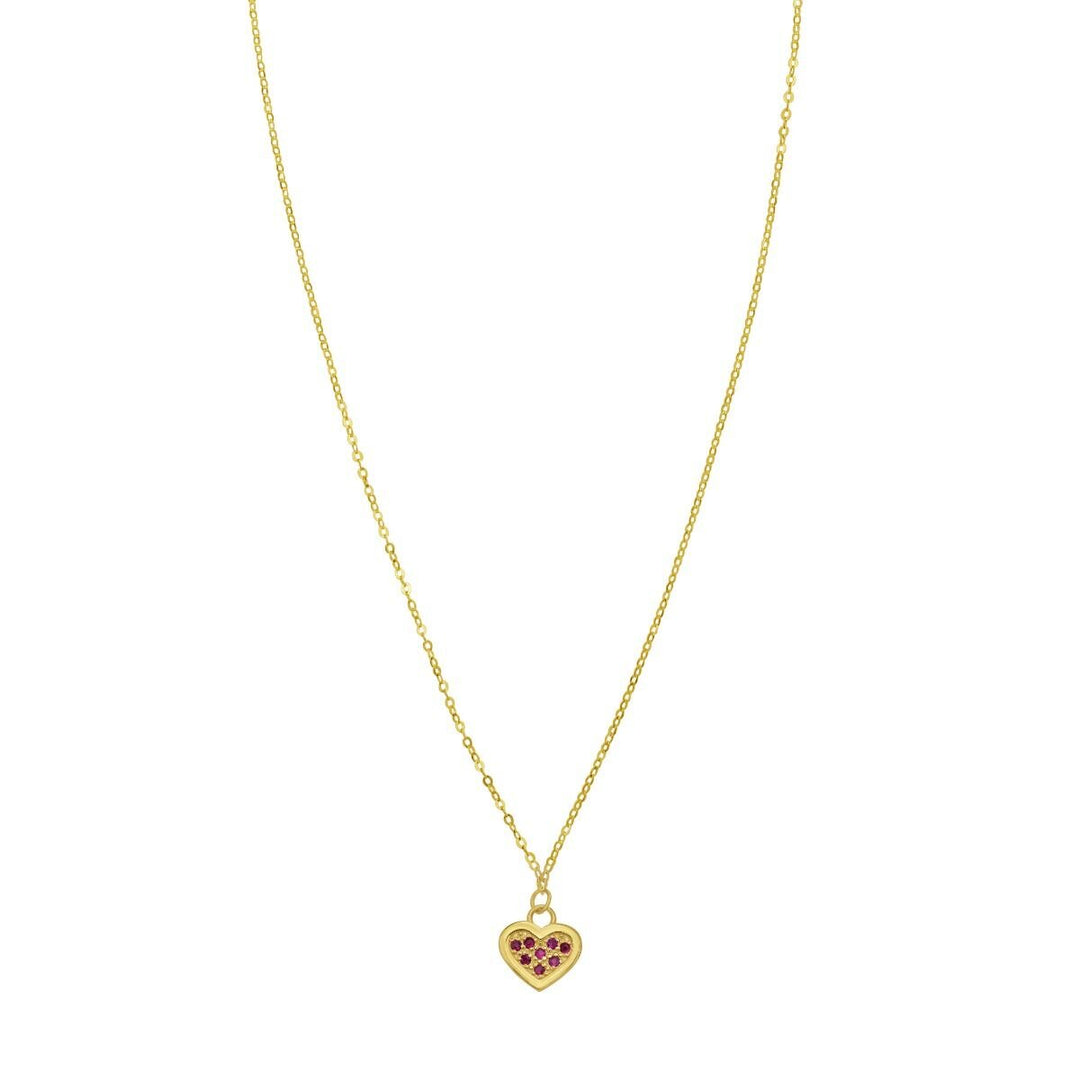 14K Ruby Heart Necklace, front view