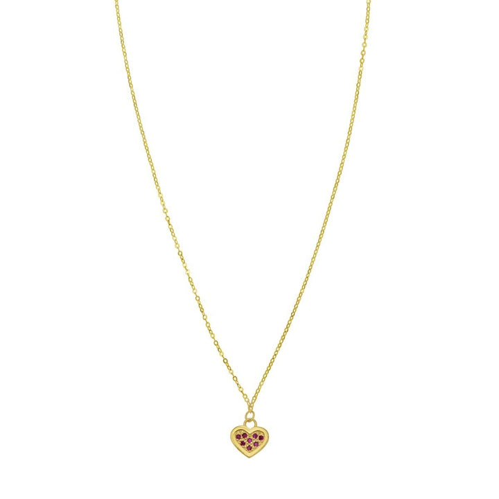 14K Ruby Heart Necklace, front view