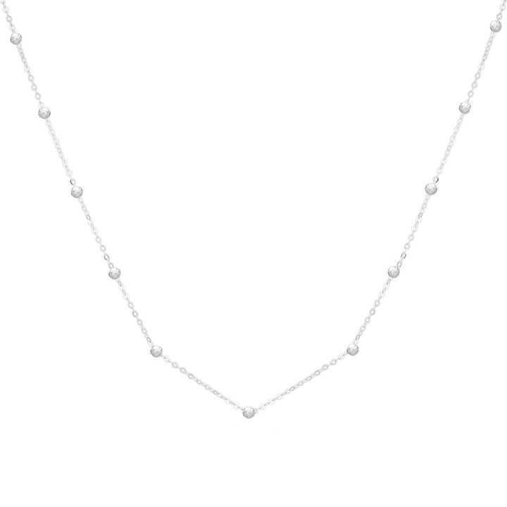14K Saturn Bead Chain Necklace, front view