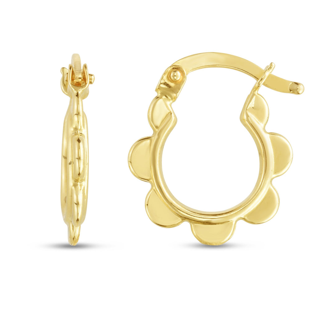 14K Scalloped Hoop, front view