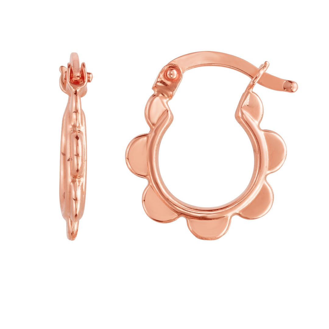 14K Scalloped Hoop, front view