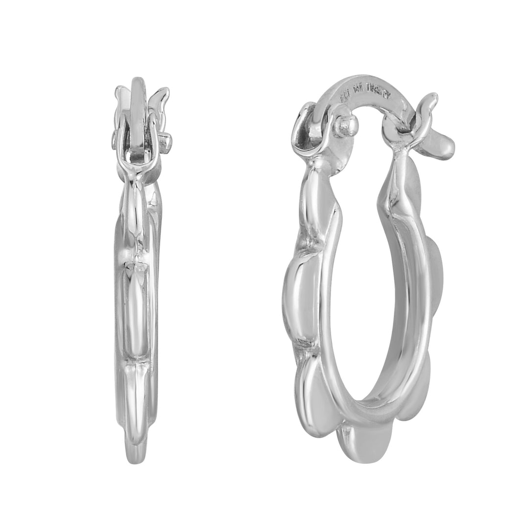 14K Scalloped Hoop, front view