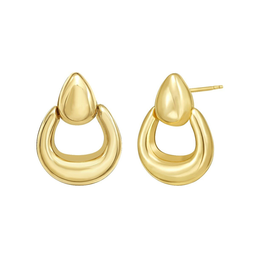 14K Sculpted Door Knocker Earrings, front view