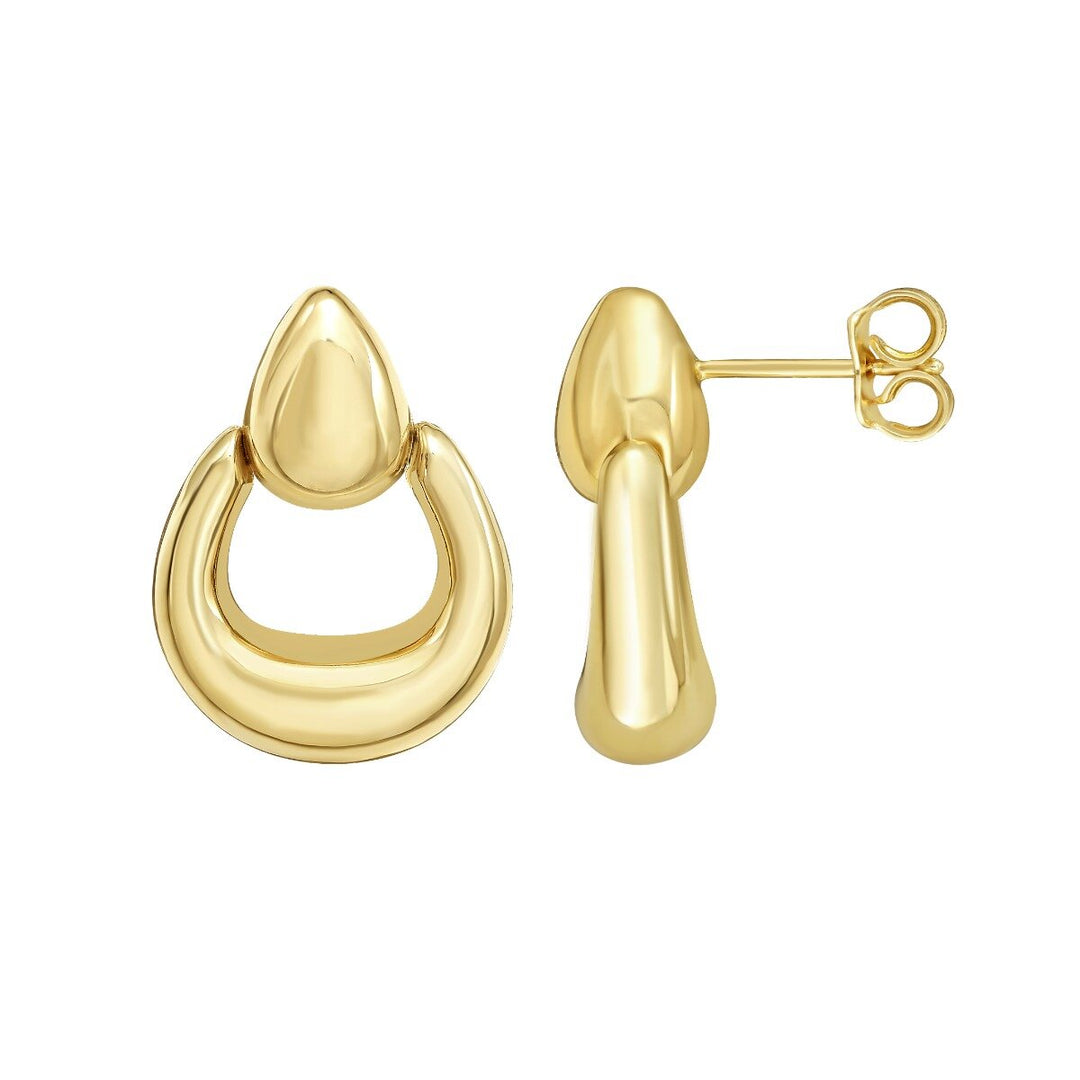 14K Sculpted Door Knocker Earrings, view 2