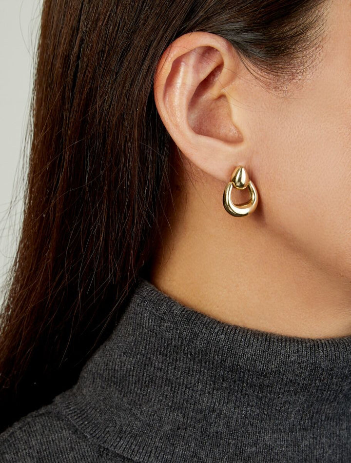 14K Sculpted Door Knocker Earrings, view 4