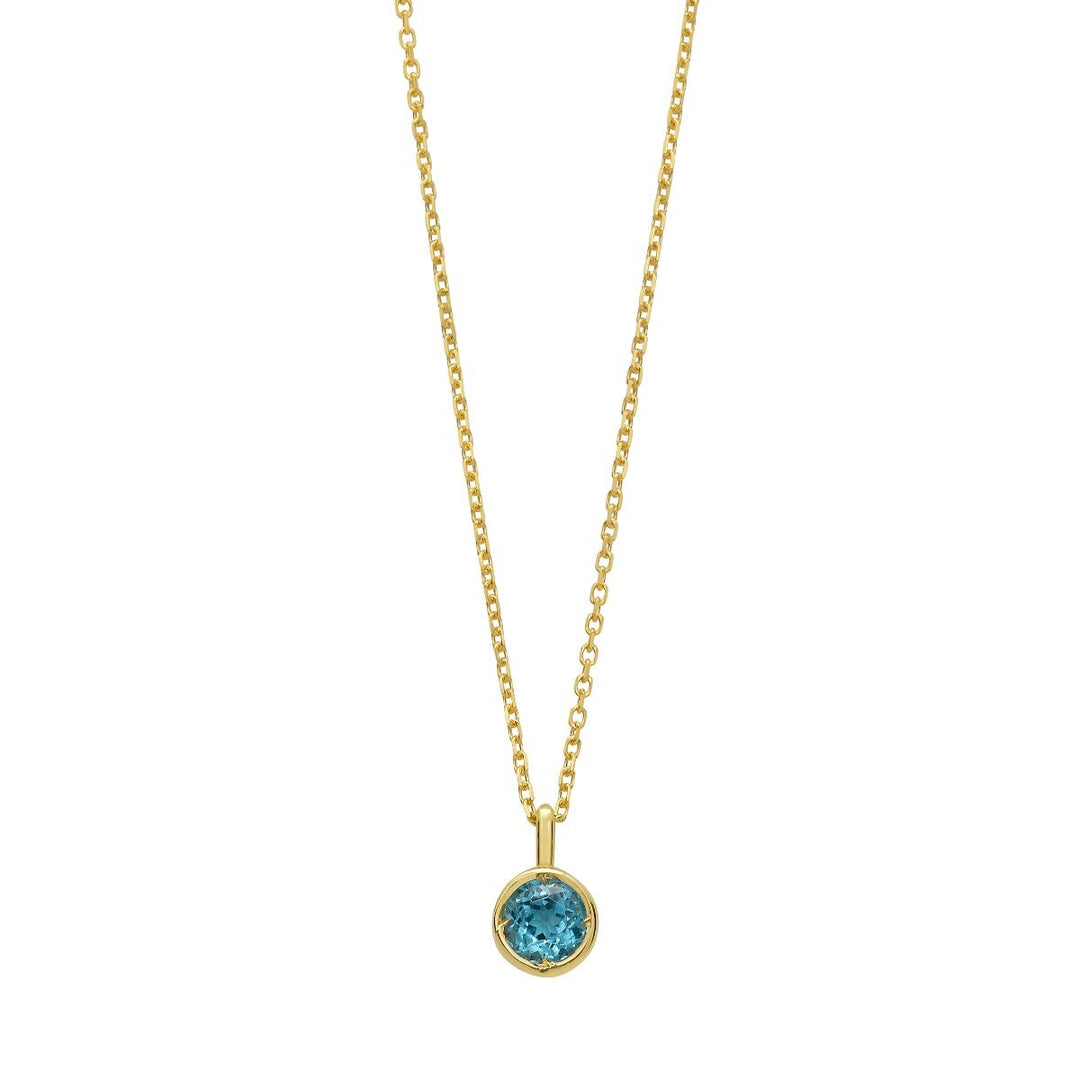 14K Sky Blue Topaz Birthstone Pendant, front view
