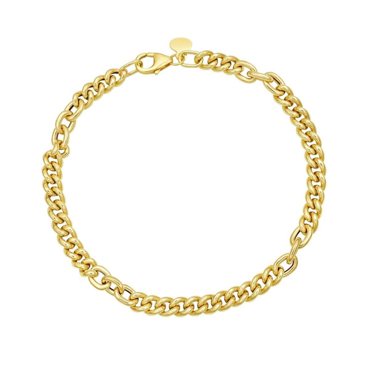 14K Small Paperclip &amp; Curb Link Bracelet, front view