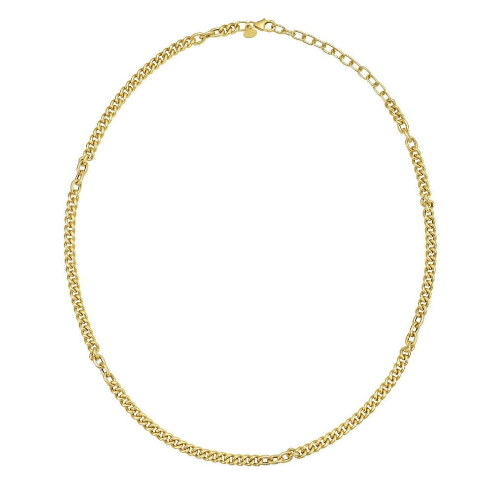 14K Small Paperclip & Curb Link Necklace, view 2