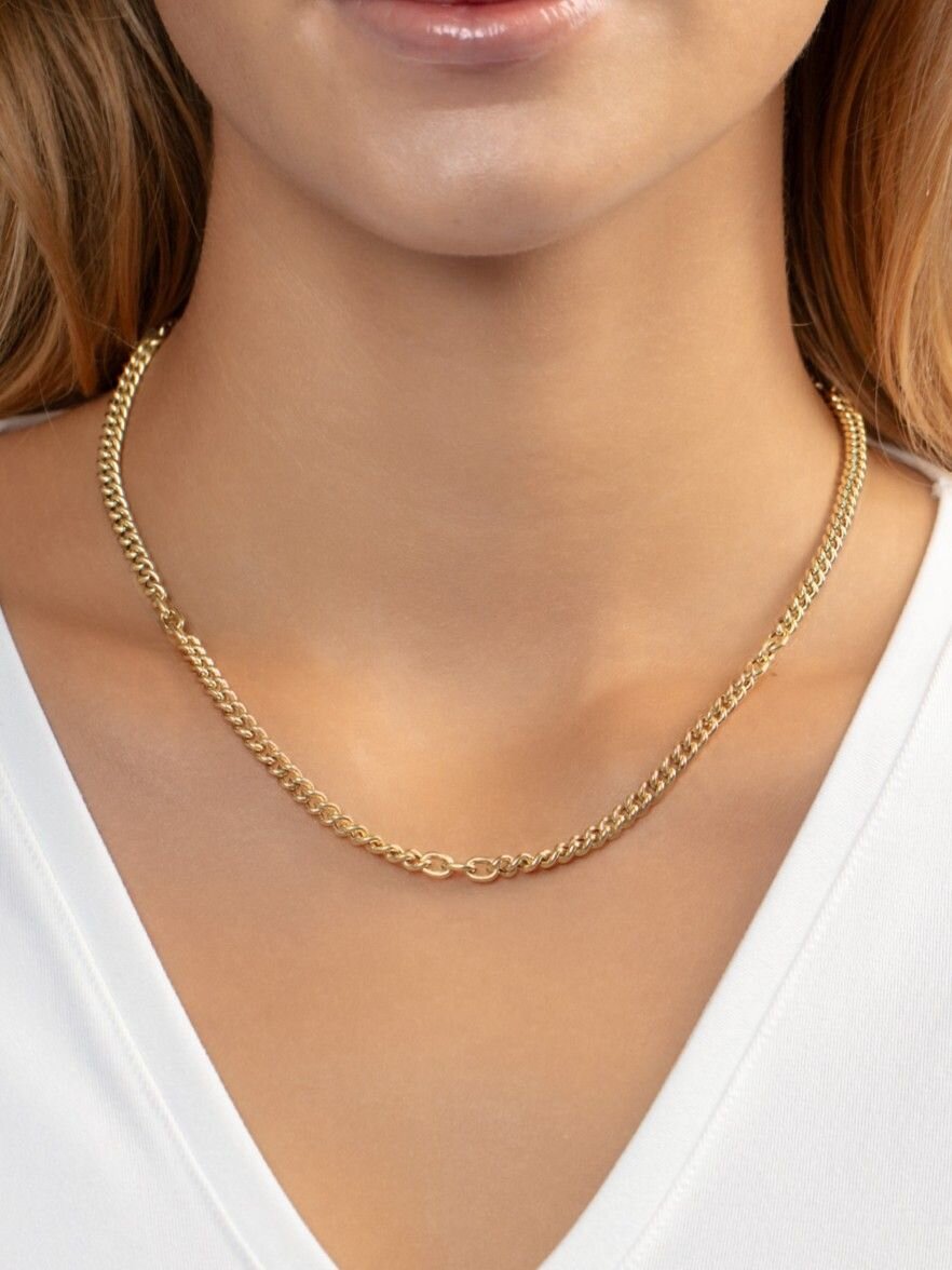 14K Small Paperclip &amp; Curb Link Necklace, view 3