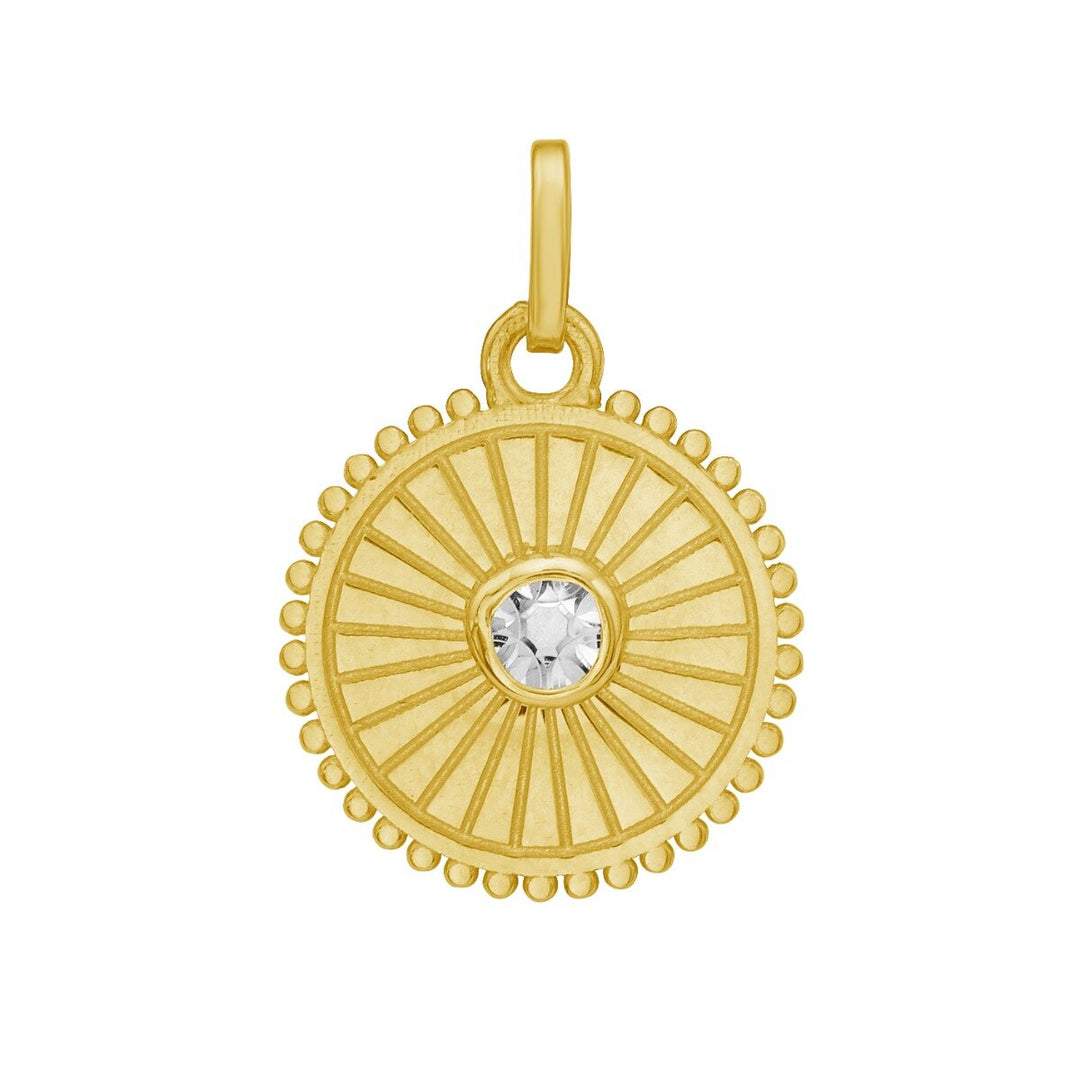 14K Solitaire Disc Charm, front view