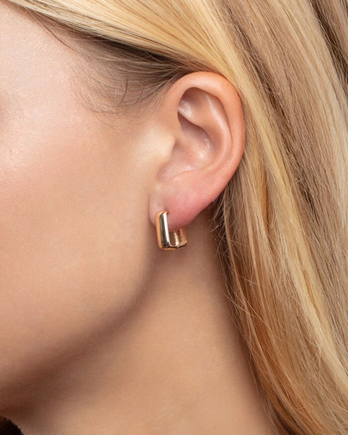 14K Square Hoops, view 2