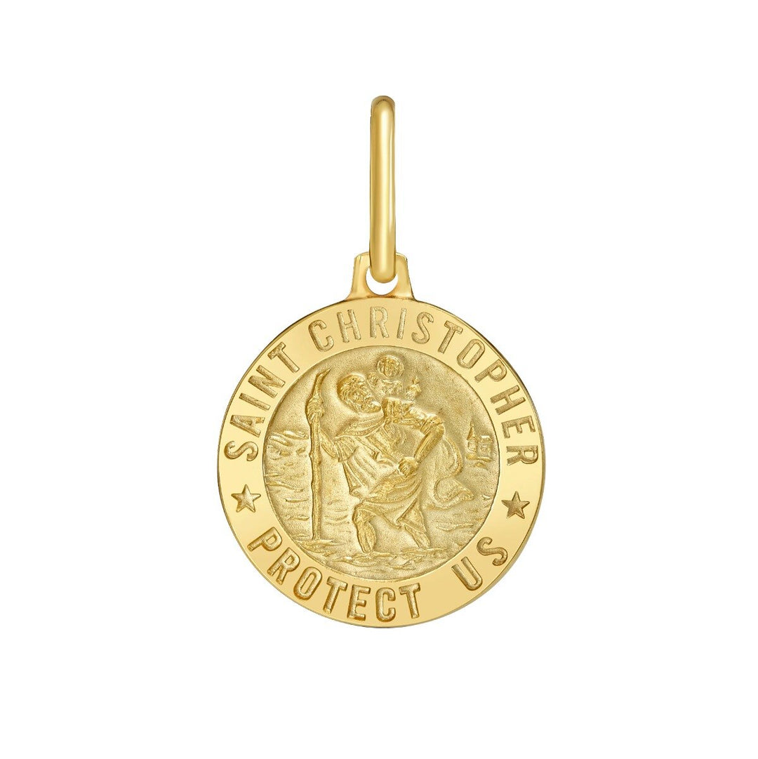 14K St. Christopher Medallion Charm, front view