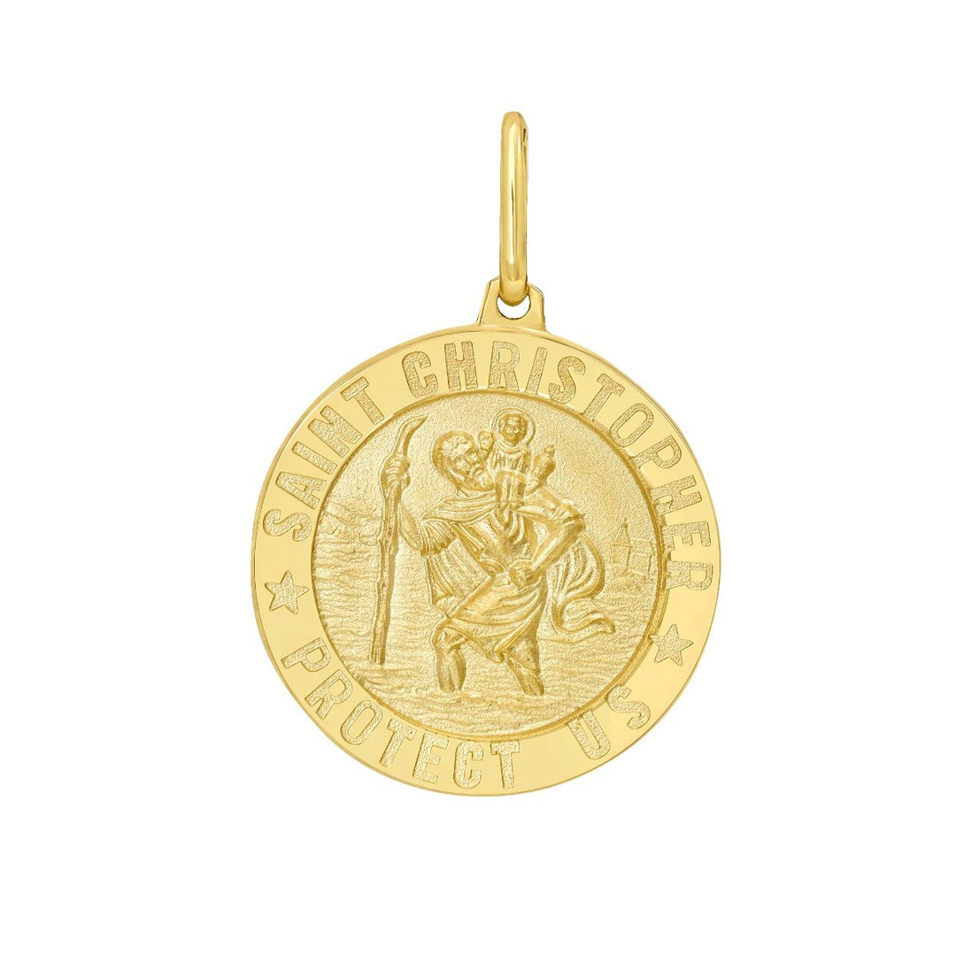 14K St. Christopher Medallion Charm, front view