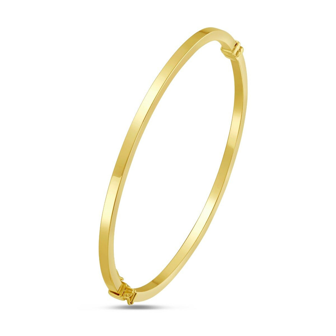 14K Stackable Flat Bangle, front view