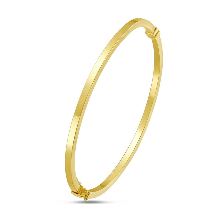 14K Stackable Flat Bangle, front view