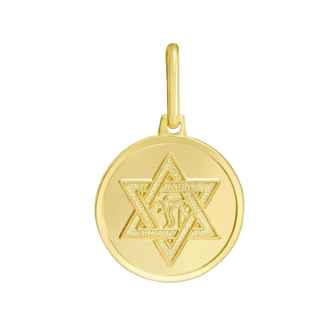 14K Star of David Medallion Charm, front view