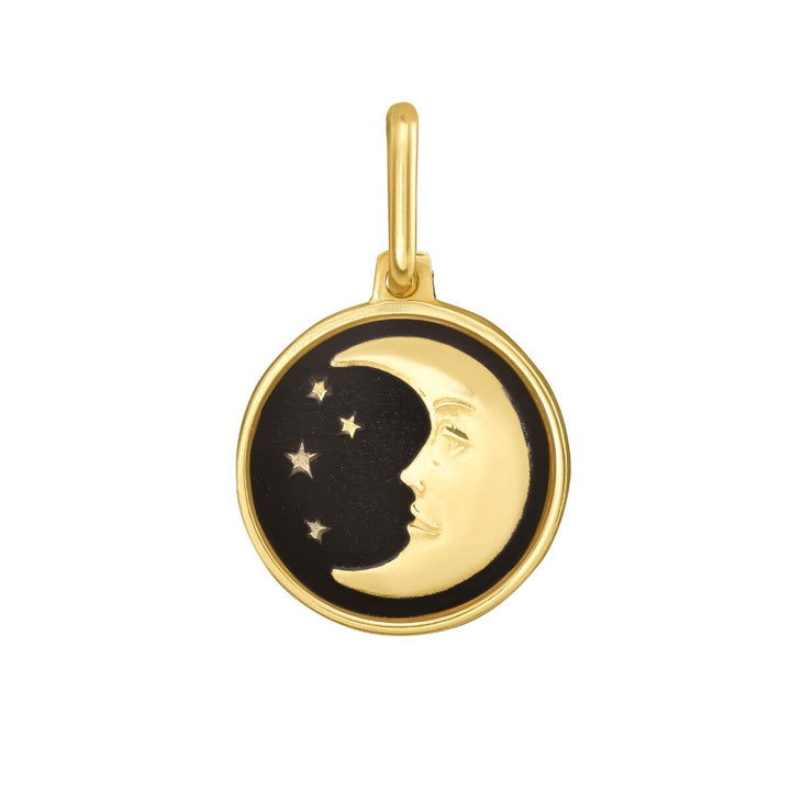 14K Sun &amp; Moon Medallion Charm, front view